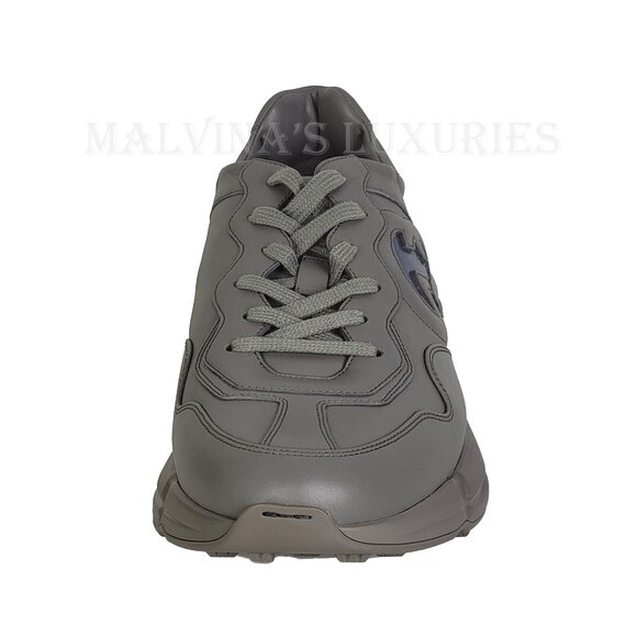GUCCI SNEAKERS MENS RHYTON SHOES GREY INTERLOCKING LOGO LEATHER - Picture 9 of 15